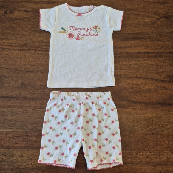 chick pea Other - Chick Pea Girl's White & Pink Floral 'Mommy's Sunshine' Summer PJ Set Size 24M